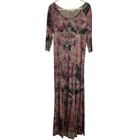 Peruvian Connection 3/4 Sleeve Earth Tone Midi Dress Size Small - Picture 1 of 9